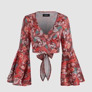NWT Cider Floral Crop Tie Blouse